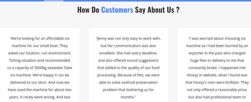 Testimonials To Hiceay Flake Ice Machine